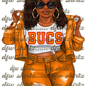 Bucs Girl, Tampa Bay Girl, Bucs Black Female PNG